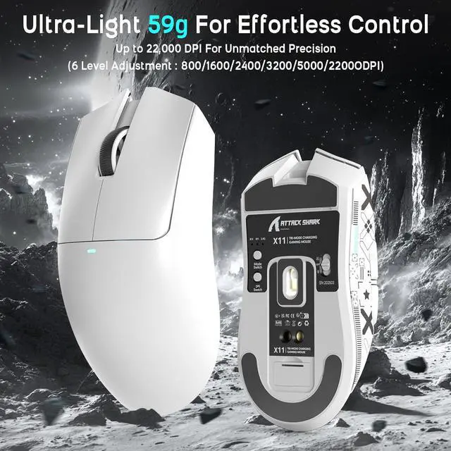 Alt view image 7 of 7 - ATTACK SHARK X11 Mouse and X60 HE Keyboard Wireless Gaming Combo,Magnetic Switch,8K Polling Rate,Hall Effect,Rapid Trigger,PAW3311 Optical Sensor,22K DPI,Lightweight-White