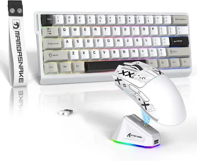 Main image of ATTACK SHARK X11 Mouse and X60 HE Keyboard Wireless Gaming Combo,Magnetic Switch,8K Polling Rate,Hall Effect,Rapid Trigger,PAW3311 Optical Sensor,22K DPI,Lightweight-White