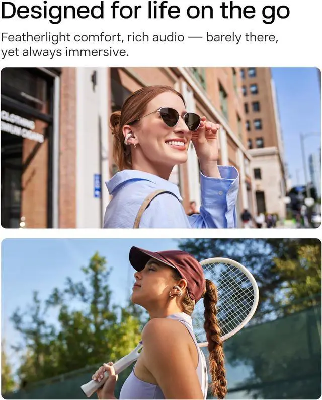 Alt view image 4 of 7 - SHOKZ OpenDots ONE - Open-Ear Headphones - Wireless Bluetooth Earbuds with Microphone - Secure, Lightweight, Clip-On Fit - Premium Dolby Audio - Water Resistant - Fast Charging - Up to 40 hrs Playtime