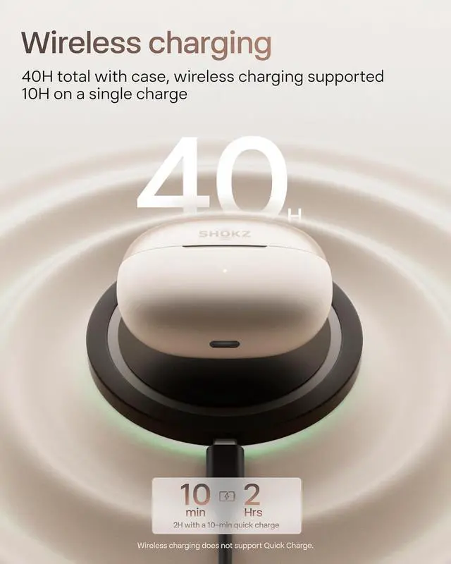 Alt view image 6 of 7 - SHOKZ OpenDots ONE - Open-Ear Headphones - Wireless Bluetooth Earbuds with Microphone - Secure, Lightweight, Clip-On Fit - Premium Dolby Audio - Water Resistant - Fast Charging - Up to 40 hrs Playtime