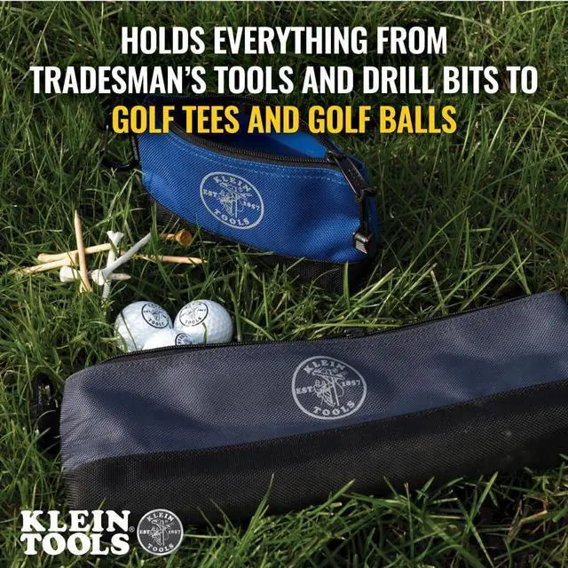 Alt view image 4 of 7 - Klein Tools 55569 Stand-Up Zipper Bag Tool Pouch with Carabiners, Reinforced Gusseted Bottoms, Water Resistant 1680d, Multi-Size 5-Pack