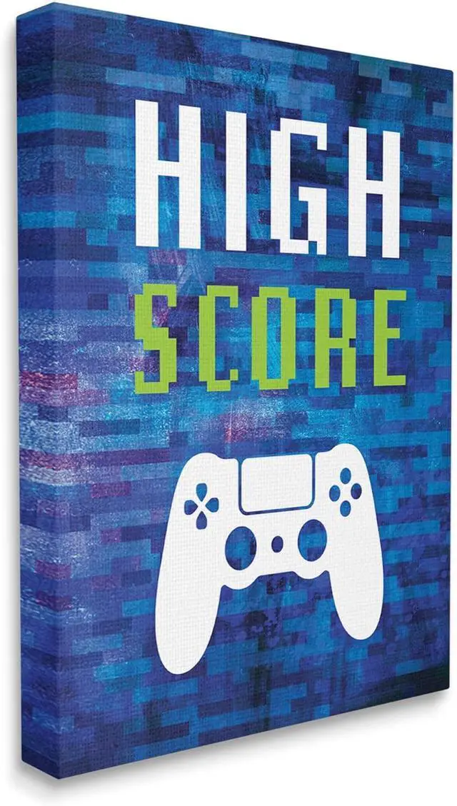Alt view image 2 of 7 - Stupell Industries High Score Pixel Style Gaming Controller Typography Canvas Wall Art, Design By Victoria Barnes