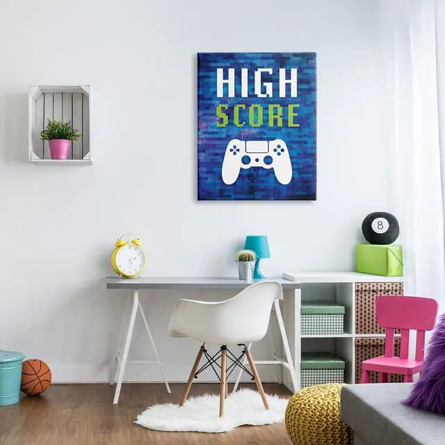 Alt view image 3 of 7 - Stupell Industries High Score Pixel Style Gaming Controller Typography Canvas Wall Art, Design By Victoria Barnes