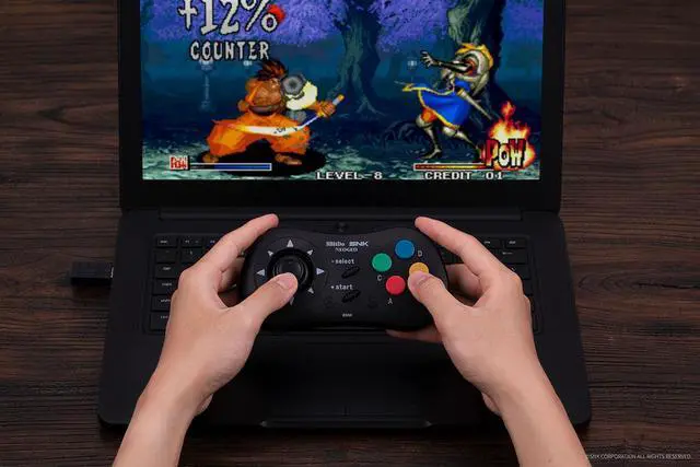 Alt view image 6 of 7 - 8Bitdo NEOGEO Wireless Controller for Windows, Android, and NEOGEO mini with Classic Click-Style Joystick - Officially Licensed by SNK (Iori Yagami Edition)