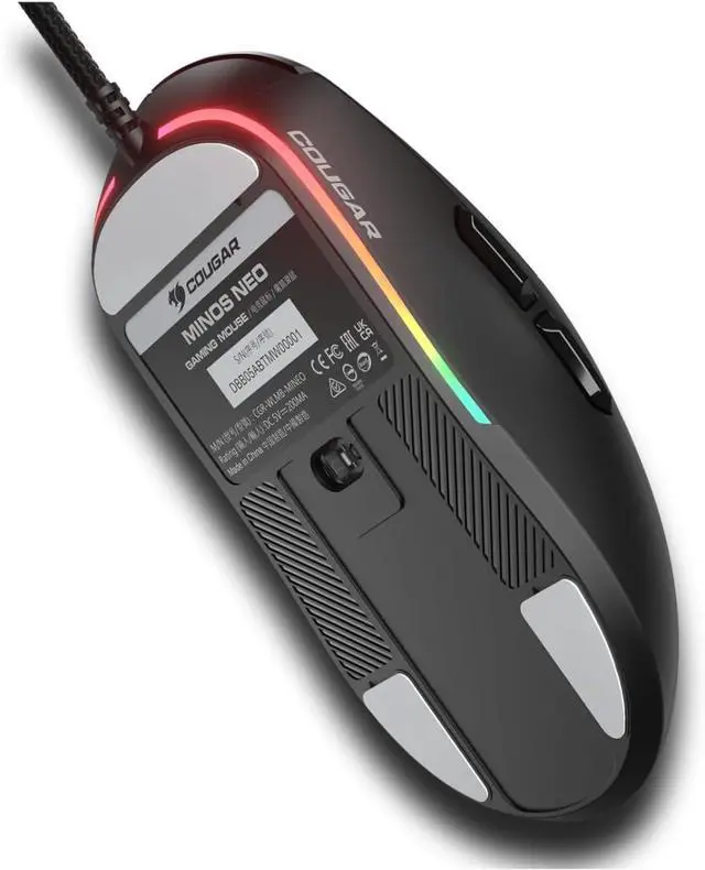 Alt view image 6 of 6 - Cougar Minos Neo RGB Wired Gaming Mouse - 63g Ultra-Light, Symmetrical Design, PAW 3327 6200 DPI Optical Sensor, 1000Hz Polling Rate, Windows-Compatible, Black