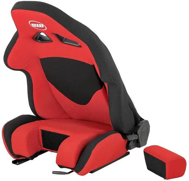 Alt view image 5 of 7 - SimFab Flight Simulator Seat With Seat Base Cut Out For Fighter Stick Or Helicopter Collective, red