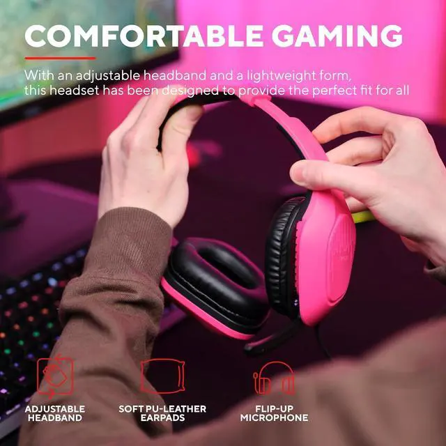 Alt view image 4 of 7 - Trust Gaming GXT 790P Tridox 3-in-1 Gaming Pack - Lightweight Headset with 50mm Drivers, 3.5mm Connection, USB Gamer Mouse 200-6400 dpi, Mouse Pad, PC/Laptop Pack - Pink