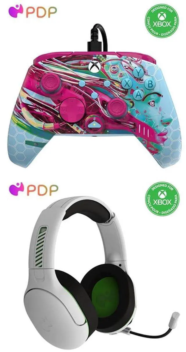 Main image of PDP REMATCH GLOW Enhanced Wired Controller for Xbox/PC - Android Dreams (Glow in the Dark) AIRLITE Pro Wireless Headset with Mic for Xbox Series X|S, Xbox One, Windows 10/11 - White