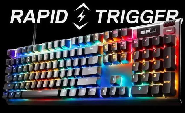Alt view image 3 of 3 - SteelSeries Apex Pro HyperMagnetic Gaming Keyboard  World's Fastest Keyboard  Adjustable Actuation  OLED Screen  RGB  USB Passthrough - American QWERTY Layout - Standard