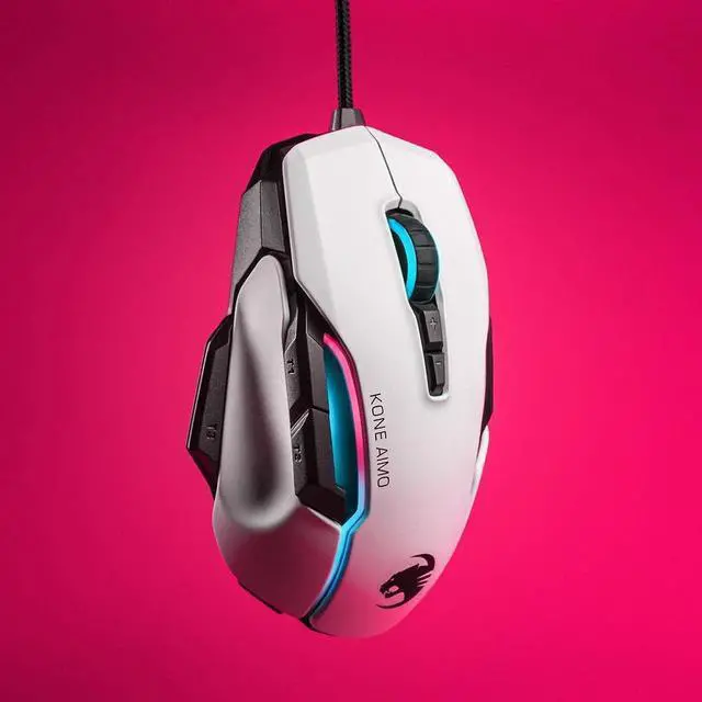 Alt view image 7 of 7 - ROCCAT Kone AIMO Remastered PC Gaming Mouse, Optical, RGB Backlit Lighting, 23 Programmable Keys, Onboard Memory, Palm Grip, Owl Eye Sensor, Ergonomic, LED Illumination, Adjustable to 16,000 DPI-White