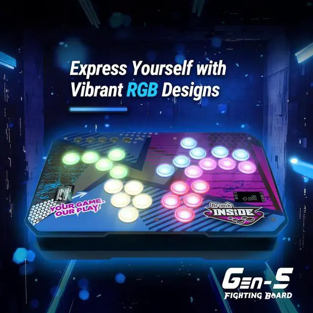 Alt view image 4 of 7 - Brook Gaming GEN 5 Fighting Board with RGB Sticker  Multi-Platform Support for PS5, PS4, NS, NS2 & PC  Ultra-Fast Input for Competitive PlayExclusive Version