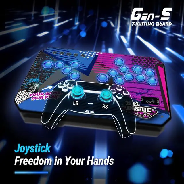 Alt view image 6 of 7 - Brook Gaming GEN 5 Fighting Board with RGB Sticker  Multi-Platform Support for PS5, PS4, NS, NS2 & PC  Ultra-Fast Input for Competitive PlayExclusive Version