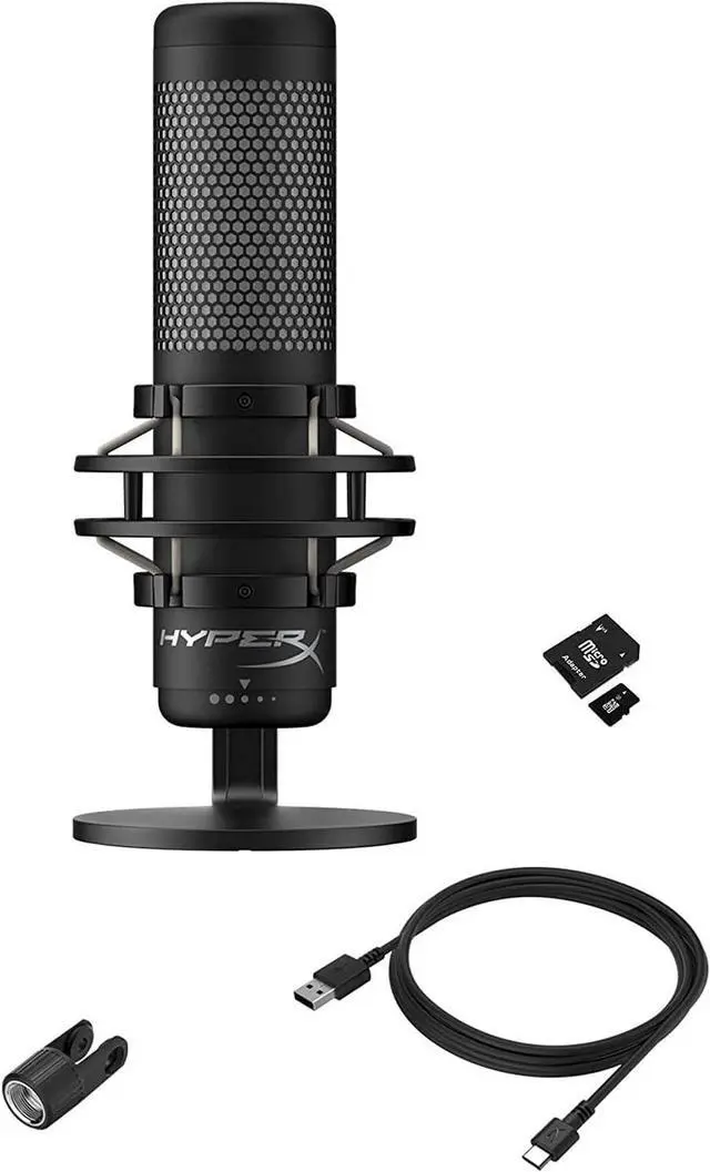 Alt view image 7 of 7 - HyperX QuadCast S  RGB USB Condenser Microphone for PC, PS4, PS5 and Mac, Anti-Vibration Shock Mount, 4 Polar Patterns, Pop Filter, Gain Control, Gaming, Streaming, Podcasts, Kwalicable Micro SD Card