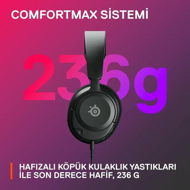 Alt view image 2 of 7 - SteelSeries 61606 Arctis Nova 1 Gaming Headphones, Wired, Sealed Type, Compatible with PC, PS5, PS4, Switch, Bi-Directional Microphone, Noise Canceling, Space Audio, Hi-Fi Sound, Adjustable, Black