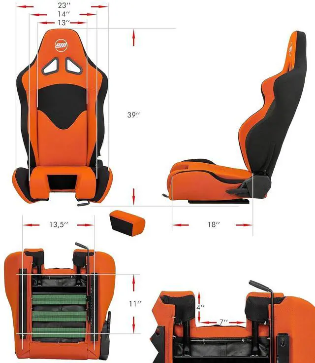 Alt view image 3 of 7 - SimFab Flight Simulator Seat With Seat Base Cut Out For Fighter Stick Or Helicopter Collective, orange