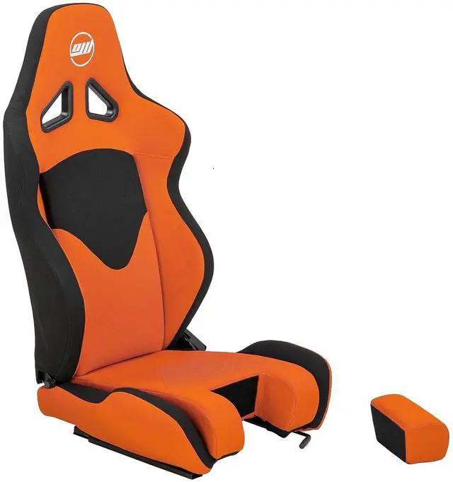 Alt view image 4 of 7 - SimFab Flight Simulator Seat With Seat Base Cut Out For Fighter Stick Or Helicopter Collective, orange