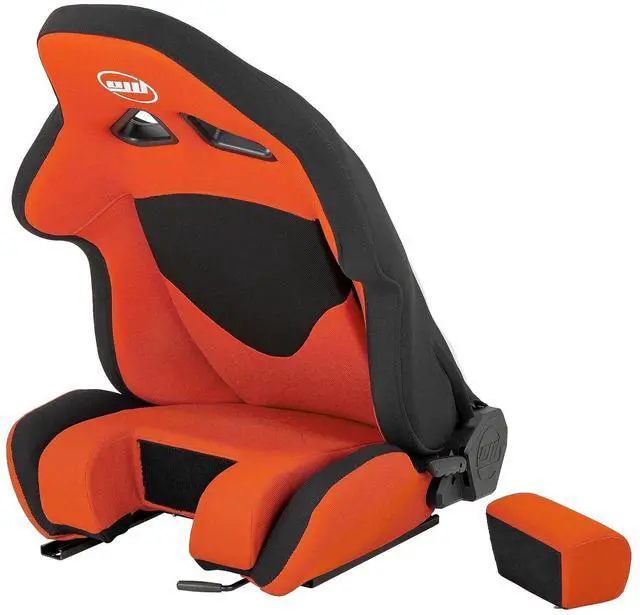 Alt view image 5 of 7 - SimFab Flight Simulator Seat With Seat Base Cut Out For Fighter Stick Or Helicopter Collective, orange