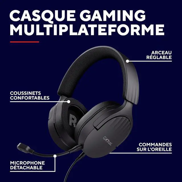 Alt view image 2 of 7 - Trust Gaming GXT 489 Fayzo Gaming Headset for PC, PS5, PS4, Xbox Series X|S, Switch, Mobile, 3.5 mm Jack, 85% Recycled Plastics, Over-Ear Wired Headphones with Noise Cancelling Microphone - Black