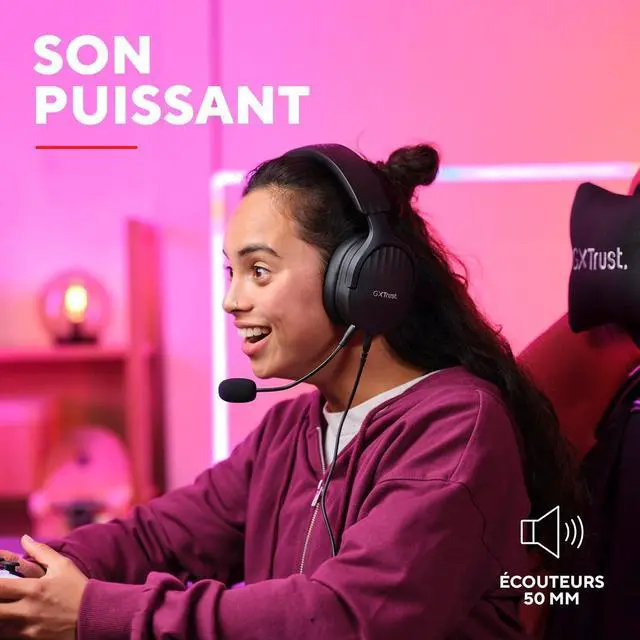 Alt view image 3 of 7 - Trust Gaming GXT 489 Fayzo Gaming Headset for PC, PS5, PS4, Xbox Series X|S, Switch, Mobile, 3.5 mm Jack, 85% Recycled Plastics, Over-Ear Wired Headphones with Noise Cancelling Microphone - Black