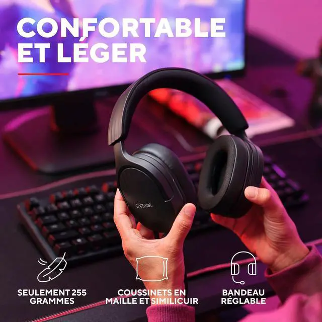 Alt view image 4 of 7 - Trust Gaming GXT 489 Fayzo Gaming Headset for PC, PS5, PS4, Xbox Series X|S, Switch, Mobile, 3.5 mm Jack, 85% Recycled Plastics, Over-Ear Wired Headphones with Noise Cancelling Microphone - Black