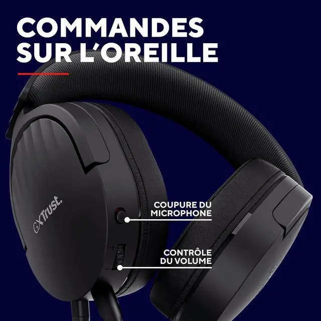 Alt view image 5 of 7 - Trust Gaming GXT 489 Fayzo Gaming Headset for PC, PS5, PS4, Xbox Series X|S, Switch, Mobile, 3.5 mm Jack, 85% Recycled Plastics, Over-Ear Wired Headphones with Noise Cancelling Microphone - Black