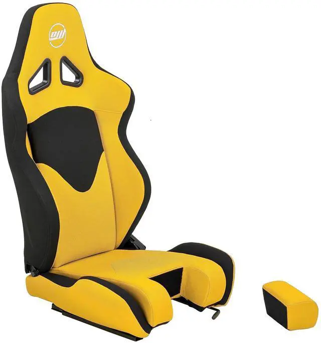 Alt view image 4 of 7 - SimFab Flight Simulator Seat With Seat Base Cut Out For Fighter Stick Or Helicopter Collective, yellow