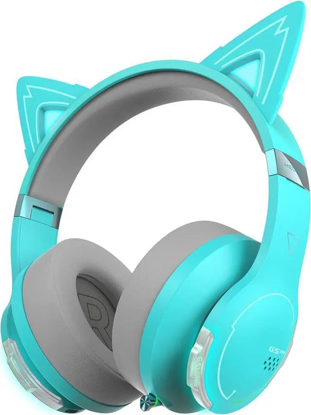 Main image of Edifier G5BT CAT Wireless Gaming Headset with Dual Mic, Bluetooth Gaming Headphones with Detachable Cat Ear for PC, PS5, PS4, Nintendo Switch, RGB Light - Turquoise