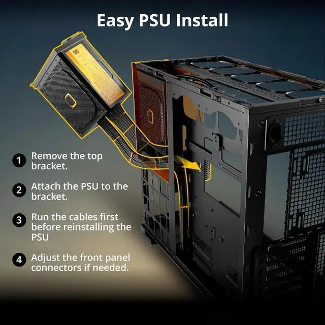 Alt view image 7 of 7 - Geometric Future M5 Tempered Glass Mid Tower, E-ATX/ATX Gaming Case, 1.2mm Steel, Type C, Toolless Panels, Support 420/360 Radiator, Dual-Chamber, Black/Green, GEO-M5-BNY