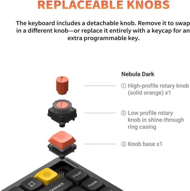 Alt view image 5 of 7 - nuphy Air75 V3 Hot Swappable Wireless Mechanical Keyboard, 84 Keys 75% Custom Low Profile Keyboard with Knob, RGB Backlit, Gasket Mounted, Support Bluetooth/2.4GHz/USB-C,Black-Blush Nano