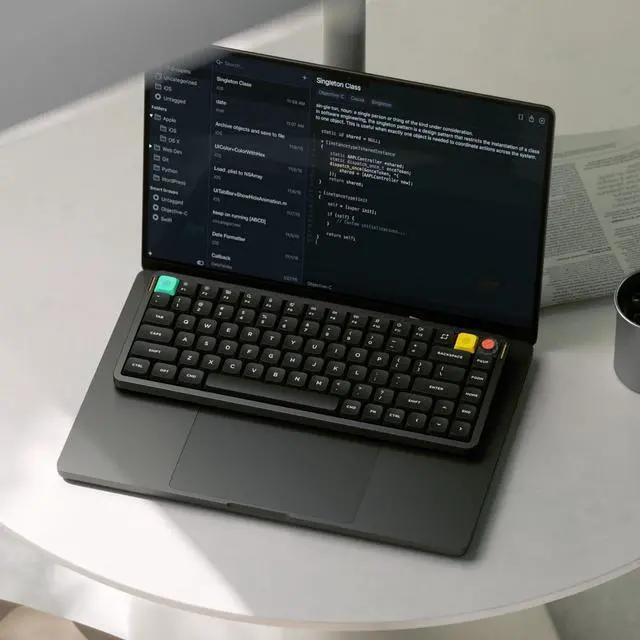 Alt view image 6 of 7 - nuphy Air75 V3 Hot Swappable Wireless Mechanical Keyboard, 84 Keys 75% Custom Low Profile Keyboard with Knob, RGB Backlit, Gasket Mounted, Support Bluetooth/2.4GHz/USB-C,Black-Blush Nano