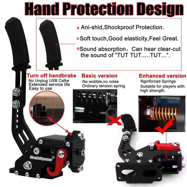 Alt view image 4 of 7 - Obokidlyamor NEW Upgrade 4-in-1 USB Handbrake Only for G920 Compatible With For Xbox One S/X/Xbox series S/Xbox series X + PC Computer System With Clamp (Black)