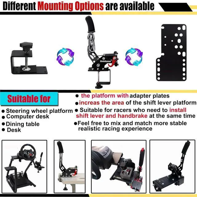 Alt view image 6 of 7 - Obokidlyamor NEW Upgrade 4-in-1 USB Handbrake Only for G920 Compatible With For Xbox One S/X/Xbox series S/Xbox series X + PC Computer System With Clamp (Black)