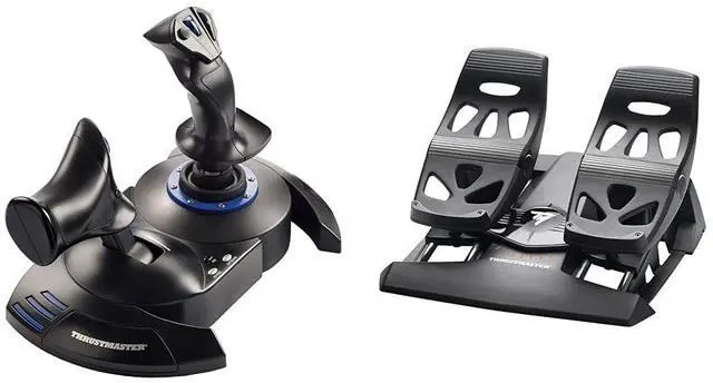 Main image of THRUSTMASTER T.Flight HOTAS 4 (Compatible with PS5, PS4 and PC) & TFRP Rudder Pedals for Flight Simulators