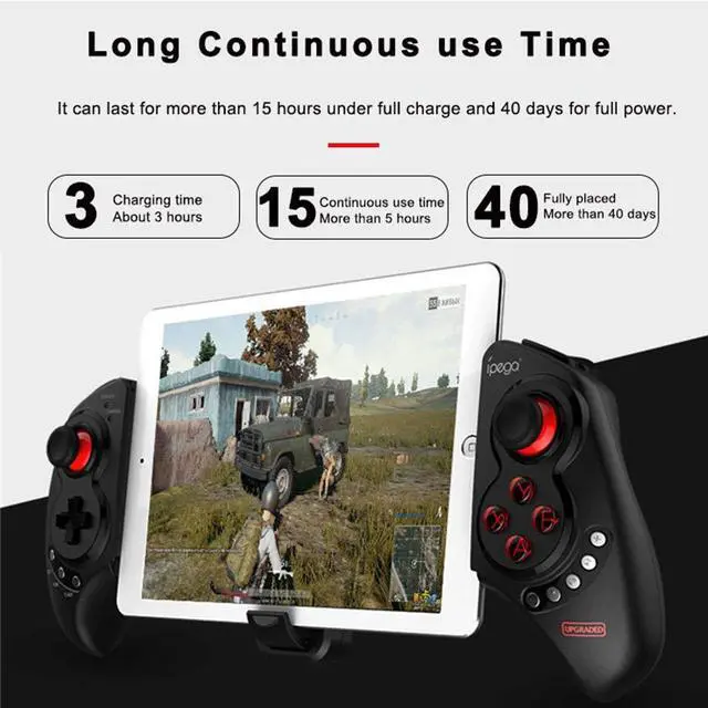 Alt view image 5 of 7 - ipega PG-9023S Mobile Game Controller, Wireless 4.0 Gamepad PUBG Trigger Mobile Phone Telescopic Controller Joy Stick for iPhone Compatible with 5-10" iOS(iOS 11-13.3)/Android Phone PC Tablet TV Box