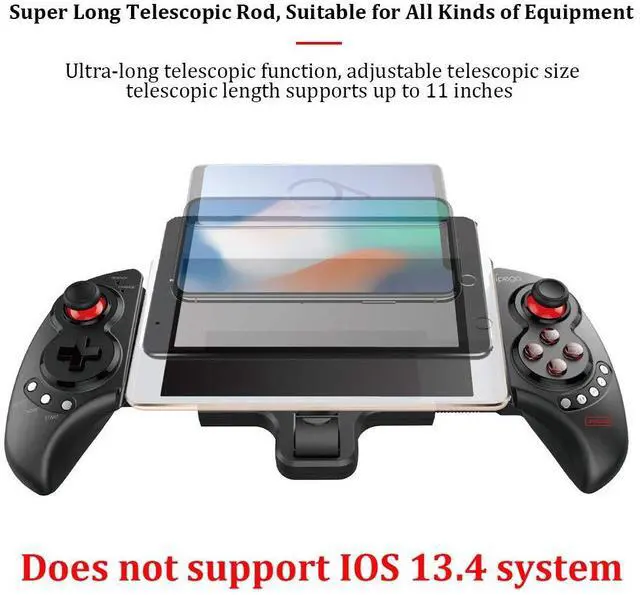 Alt view image 2 of 7 - ipega PG-9023S Mobile Game Controller, Wireless 4.0 Gamepad PUBG Trigger Mobile Phone Telescopic Controller Joy Stick for iPhone Compatible with 5-10" iOS(iOS 11-13.3)/Android Phone PC Tablet TV Box