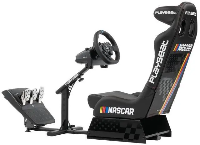 Main image of Playseat Evolution Pro Sim Racing Cockpit | Comfortable Racing Simulator Cockpit | Compatible with All Steering Wheels & Pedals on The Market | Supports PC & Console |Nascar Edition