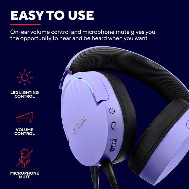 Alt view image 6 of 7 - Trust Gaming GXT 490P Fayzo USB Gaming Headset 7.1 Surround Sound, 50mm Drivers, 35% Recycled Plastics, RGB Over-Ear Wired Headphones, with Noise Cancelling Microphone for PC PS5 - Purple