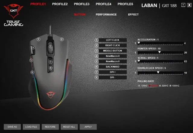 Alt view image 5 of 7 - Trust Gaming GXT 188 Laban RGB Mouse (Goods) Regular Warranty