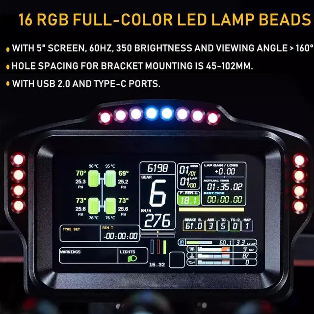 Alt view image 2 of 7 - Simulator LCD Dashboard Racing Dash Mode for Euro Truck 2 Simulator Modification For Logitech/Thrustmaster/MOZA Base;Speed Display Meter for G920/G923/T300RS/T248X/R5 /R6/R9/R12