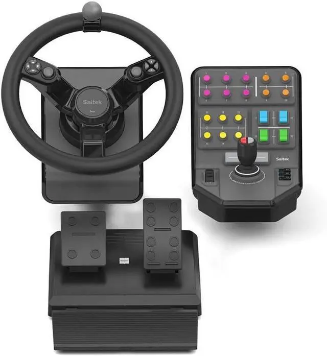 Alt view image 3 of 5 - Saitek Farming Simulator Wheel, Pedals, & Vehicle Side Panel Bundle (SCB432160002/01/1)