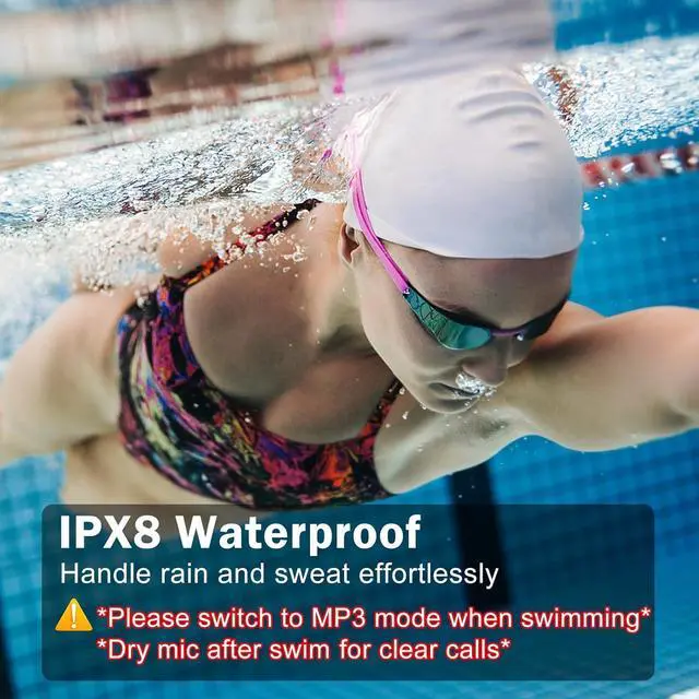 Alt view image 2 of 7 - Swimming Headphones-Bone Conduction Headphones, IP68 Waterproof Open Earphones, LiteSurge Bluetooth 5.4 Underwater Sport Earbuds with 32 GB MP3 Memory for Swimming, Marathon-Grey