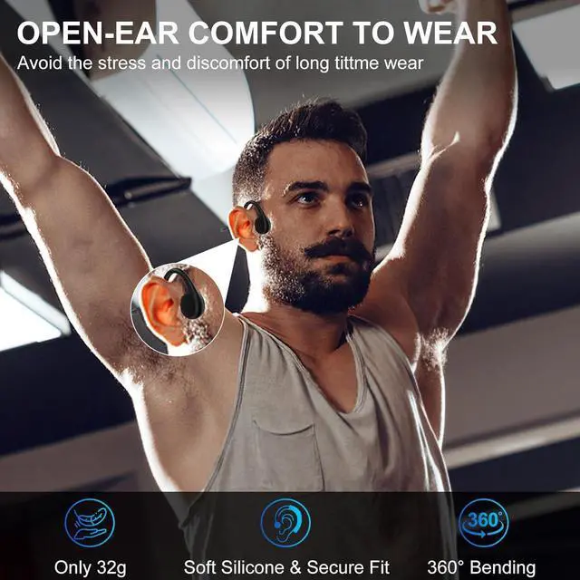 Alt view image 3 of 7 - Bone Conduction Swimming Headphones,Wireless IPX8 Waterproof Open-Ear Headphone/Earphones, 32G Underwater Headset/Earbuds, Sports, Swimming, Diving