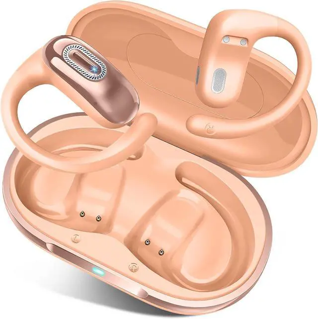 Main image of Open Ear Headphones, Bluetooth 5.4 Earbuds, 50H, Air Conduction Ear buds, HD Stereo Bass Over Ear Earphones with Earhooks, Ultra-Comfort Secure Fit, IPX7 Waterproof Headset for Working Sports, Orange