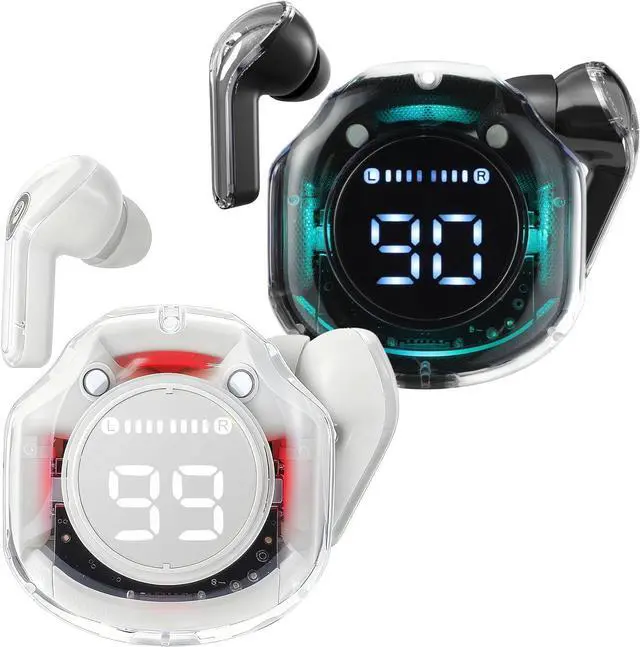 Main image of OOYY 2-Pack Black and White Sports Bluetooth Earbuds, Wireless Headphones with Charging Case & Microphone for iPhone Android