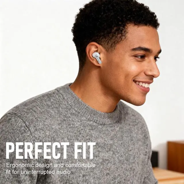 Alt view image 7 of 7 - OOYY 2-Pack Black and White Sports Bluetooth Earbuds, Wireless Headphones with Charging Case & Microphone for iPhone Android