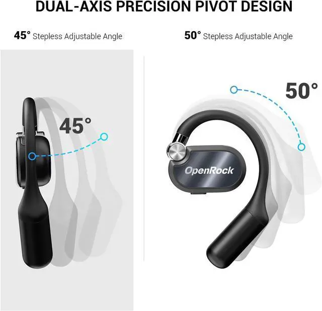 Alt view image 3 of 7 - X Open-Ear Headphones, Upgraded Silicone Earhooks, 48Hrs Playtime, Comfort and Fit, IPX5 Waterproof, ENC Microphone, Smart App, Bluetooth 5.3, Wireless Over-Ear Earbuds for Sports, Office