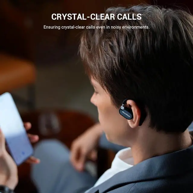 Alt view image 5 of 7 - X Open-Ear Headphones, Upgraded Silicone Earhooks, 48Hrs Playtime, Comfort and Fit, IPX5 Waterproof, ENC Microphone, Smart App, Bluetooth 5.3, Wireless Over-Ear Earbuds for Sports, Office