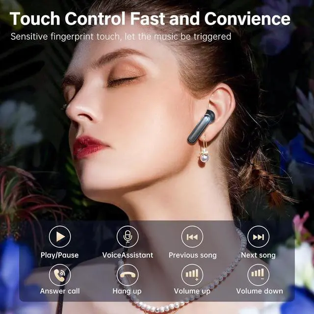 Alt view image 6 of 7 - A10 Pro Wireless Earbuds Bluetooth 5.3 HiFi Stereo, 50H Playback LED Digital Display Earphones, ENC Noise Cancelling Mic, Ergonomic Sport Headphone Headset for Gym/Running/Work