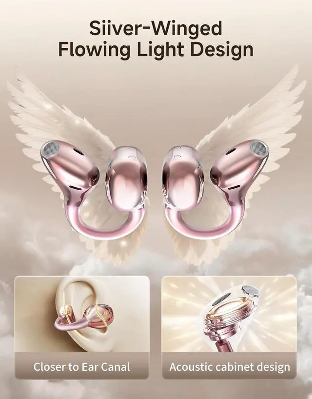 Alt view image 3 of 7 - King Lucky Clip On Earbuds Wireless Bluetooth 5.4-Open Ear Earbuds&Headphones,50H Playtime,IPX5 Waterproof,ENC,Multipoint,Ideal for Running,Sport,Workout,Compatible with Glasses&Small Ears