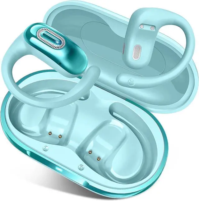Main image of Open Ear Headphones, Bluetooth 5.4 Earbuds, 50H, Air Conduction Ear buds, HD Stereo Bass Over Ear Earphones with Earhooks, Ultra-Comfort Secure Fit, IPX7 Waterproof Headset for Working Sports, Blue